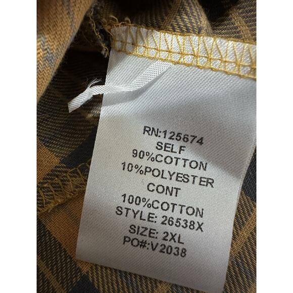 Denim Flannel Shirt Dress Plaid Long Sleeve Button Tunic Cotton Plus Sz 2XL - Picture 10 of 12